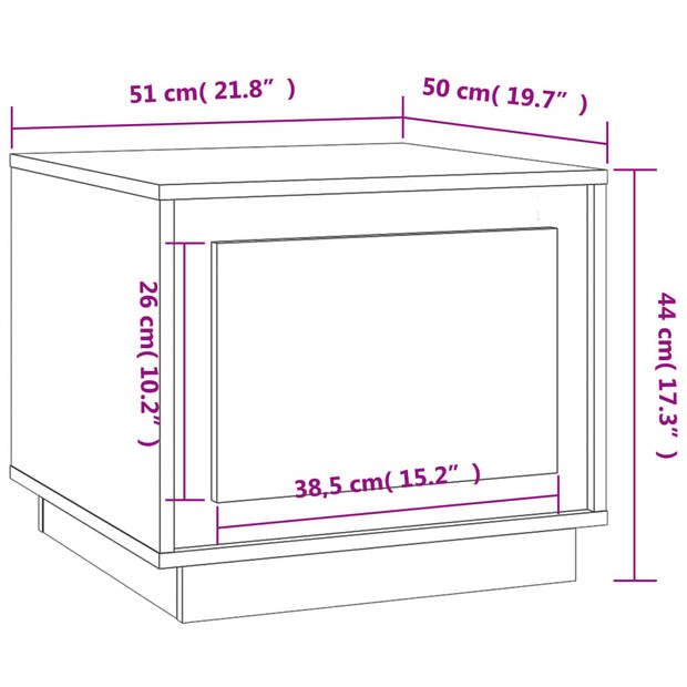 vidaXL Salontafel 51x50x44 cm bewerkt hout hoogglans wit