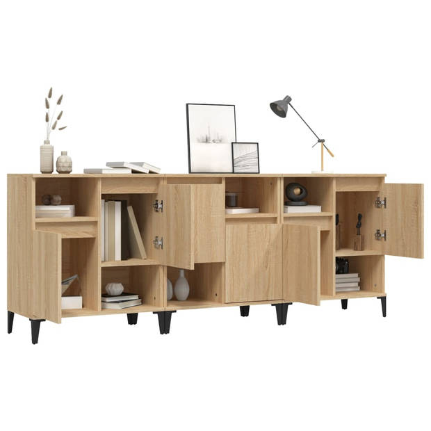 The Living Store Dressoir Sonoma Eiken - 60 x 35 x 70 cm - Bewerkt Hout en Metaal