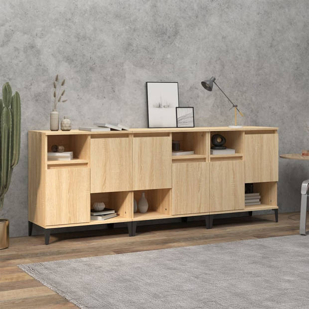 The Living Store Dressoir Sonoma Eiken - 60 x 35 x 70 cm - Bewerkt Hout en Metaal