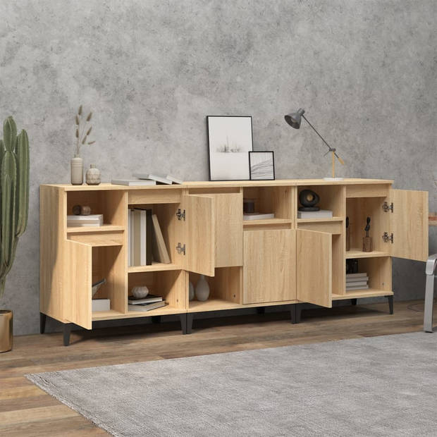 The Living Store Dressoir Sonoma Eiken - 60 x 35 x 70 cm - Bewerkt Hout en Metaal