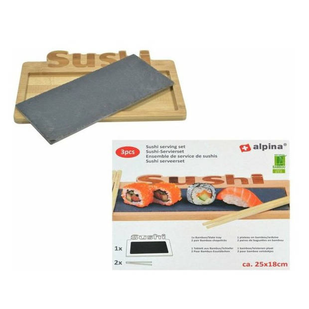 Serveerset Sushi - Bamboe Met Leisteen - 25 x 18 cm