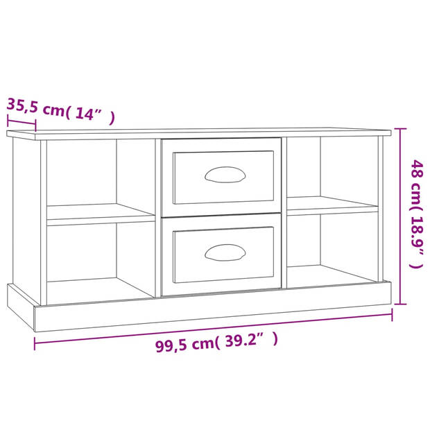 The Living Store Tv-meubel - tv-meubels - 99.5 x 35.5 x 48 cm - Sonoma eiken