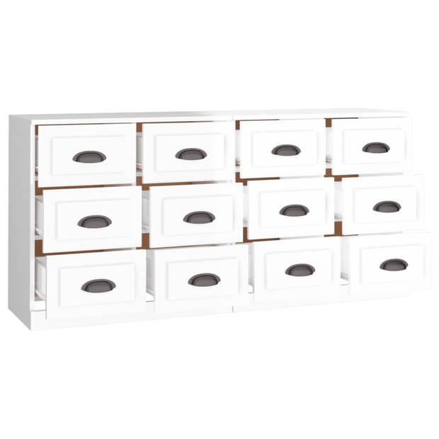 The Living Store Dressoir - Hoogglans wit - 70 x 35.5 x 67.5 cm - Set van 2