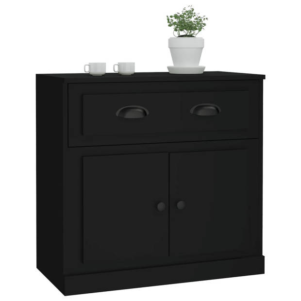 The Living Store Klassiek Dressoir - Zwart - 70 x 35.5 x 67.5 cm - Bewerkt Hout