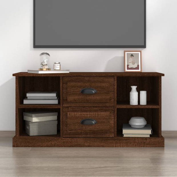 The Living Store TV-meubel Bruineiken 99.5 x 35.5 x 48 cm - Trendy en praktisch design - Duurzaam bewerkt hout -