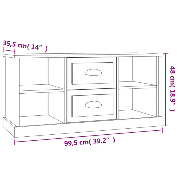 The Living Store TV-meubel - Trendy - TV-meubels - 99.5 x 35.5 x 48 cm - Wit hout