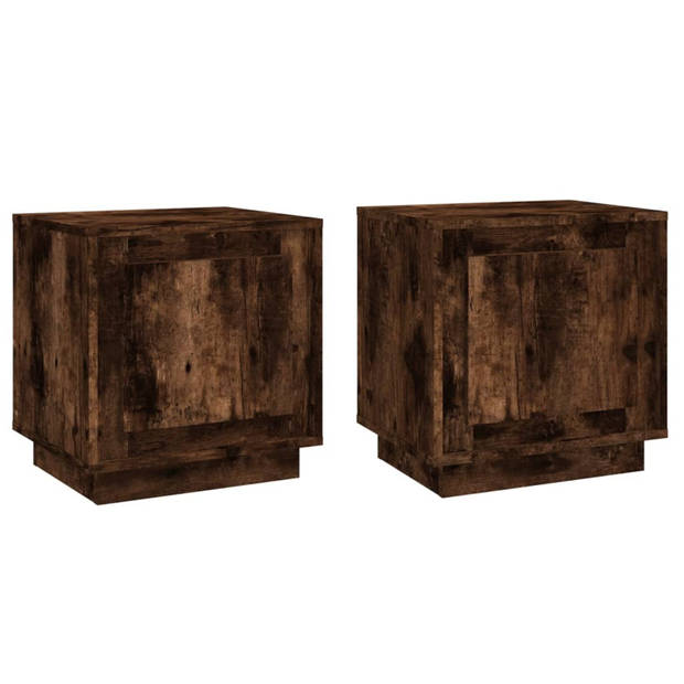 vidaXL Nachtkastjes 2 st 44x35x45 cm bewerkt hout gerookt eikenkleurig