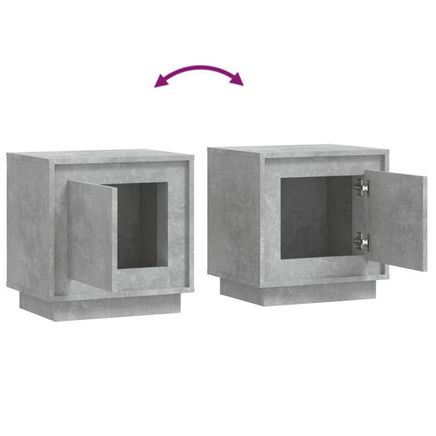 vidaXL Nachtkastjes 2 st 44x35x45 cm bewerkt hout betongrijs
