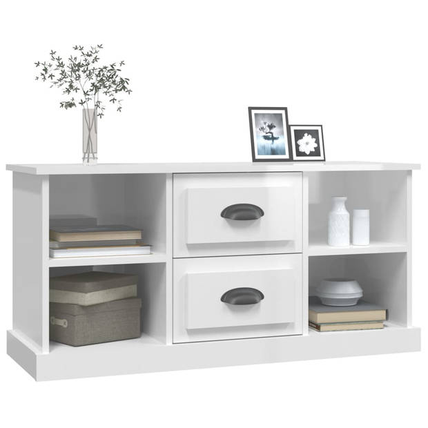 The Living Store TV-meubel - Trendy en praktisch - Opbergruimte- 4 open vakken en 2 lades - 99.5 x 35.5 x 48 cm -