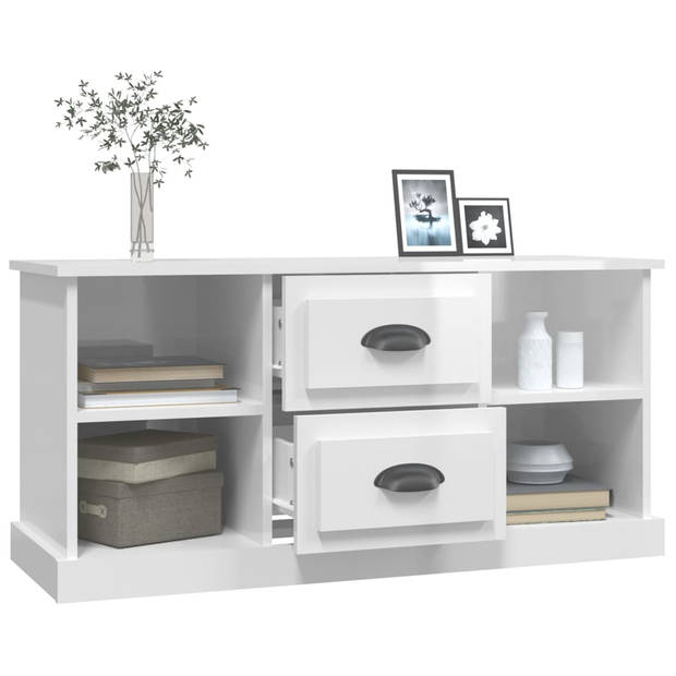 The Living Store TV-meubel - Trendy en praktisch - Opbergruimte- 4 open vakken en 2 lades - 99.5 x 35.5 x 48 cm -