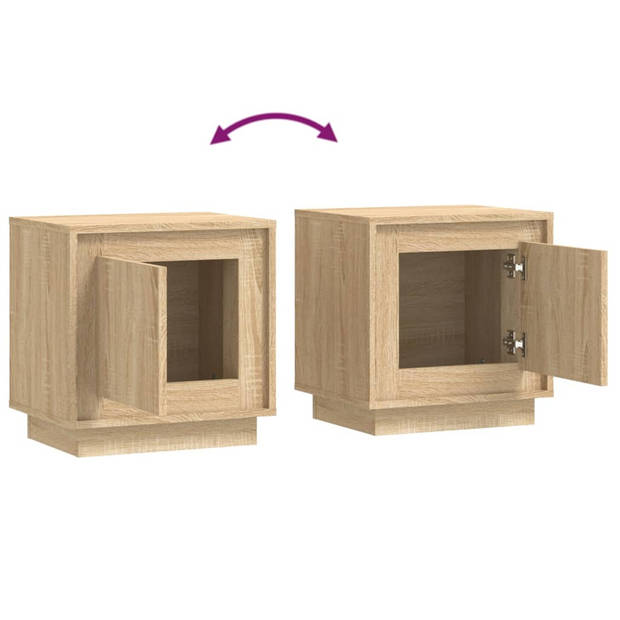 vidaXL Nachtkastjes 2 st 44x35x45 cm bewerkt hout sonoma eikenkleurig