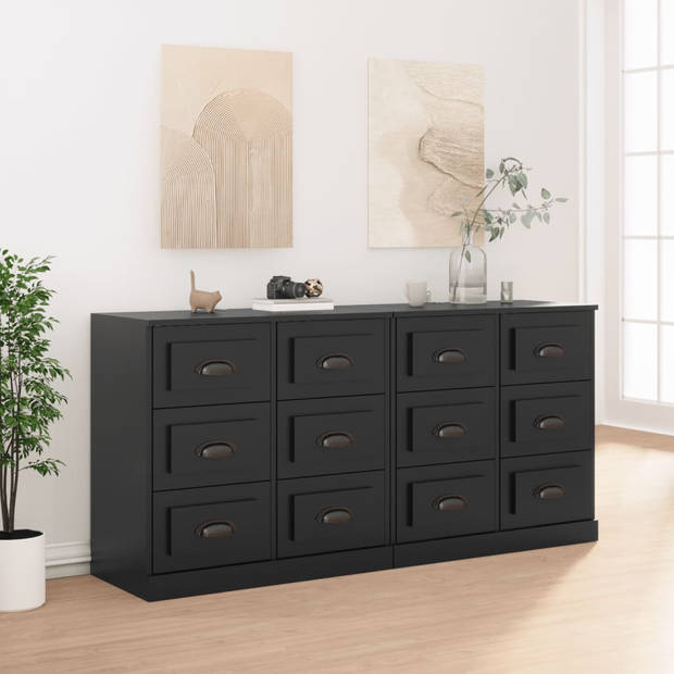 The Living Store Dressoir Klassiek Zwart - 70x35.5x67.5 cm - Duurzaam bewerkt hout