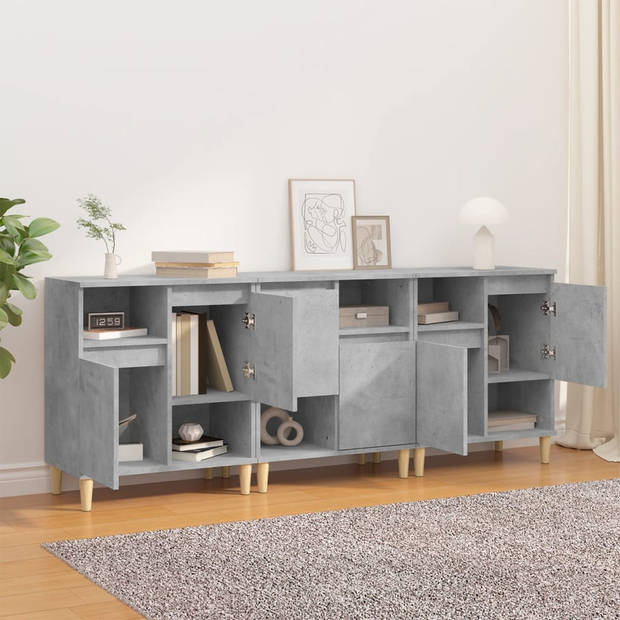 The Living Store Dressoir - Betongrijs - 60 x 35 x 70 cm - Duurzaam bewerkt hout en massief eucalyptushout