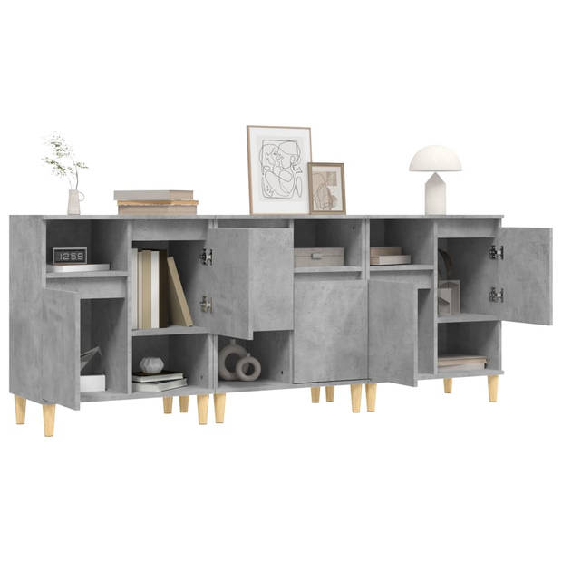 The Living Store Dressoir - Betongrijs - 60 x 35 x 70 cm - Duurzaam bewerkt hout en massief eucalyptushout