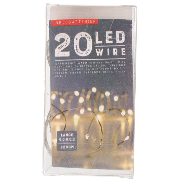Haarlampjes - lampjes lichtsnoer voor in je haar - warm wit - 20 LEDS - 220 cm - Verkleedattributen