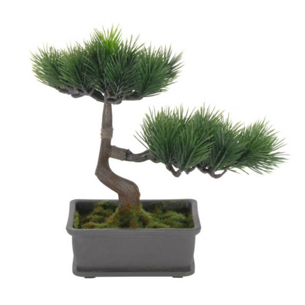 H&S Collection Kunstplant Bonsai boompje in pot - Japans decoratie - 27 cm - dennen naalden - Kunstplanten