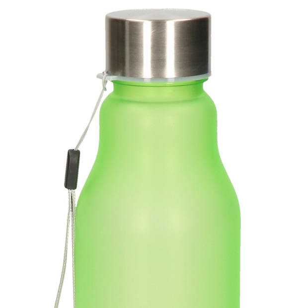 Waterfles/drinkfles/sportfles - 2x - groen - kunststof - rvs - 600 ml - Drinkflessen