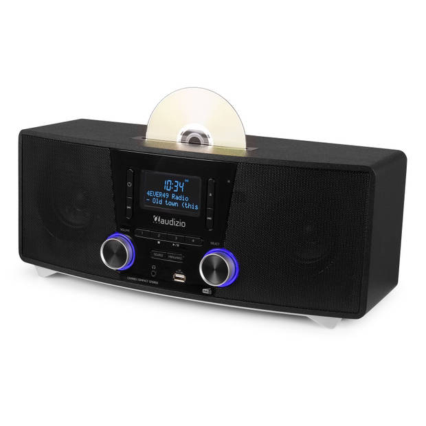 DAB radio met CD speler, Bluetooth, USB mp3 speler en radio - Stereo - Zwart - Audizio Cannes