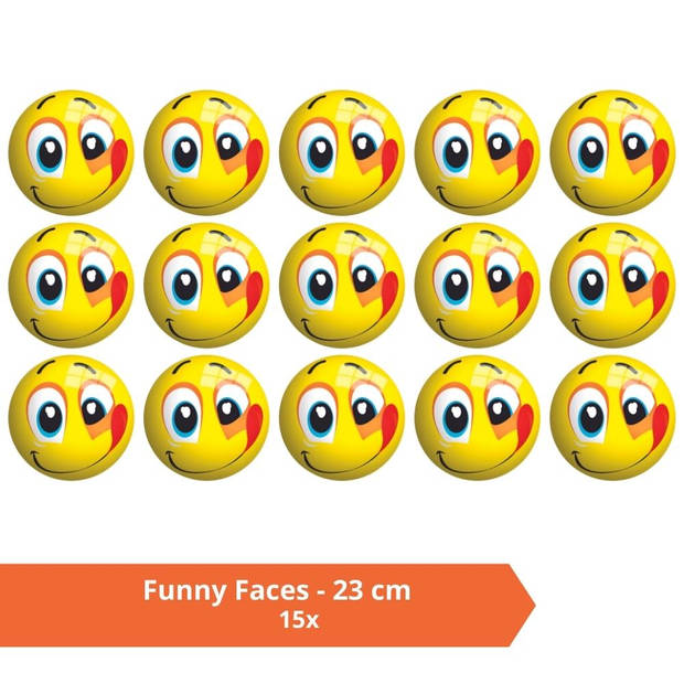 Bal - Voordeelverpakking - Funny Faces - 23 cm - 15 stuks