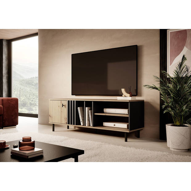 Meubella TV-Meubel Marcos - Eiken - Antraciet - 138 cm