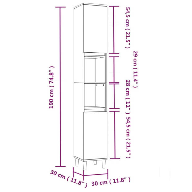 The Living Store Badmeubelset Betongrijs - 80 x 33 x 60 cm - Duurzaam materiaal - Voldoende opbergruimte - Houten poten
