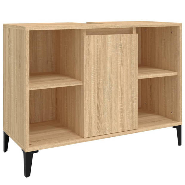 The Living Store Wastafelkast Badkaast - 80 x 33 x 60 cm - Sonoma Eiken