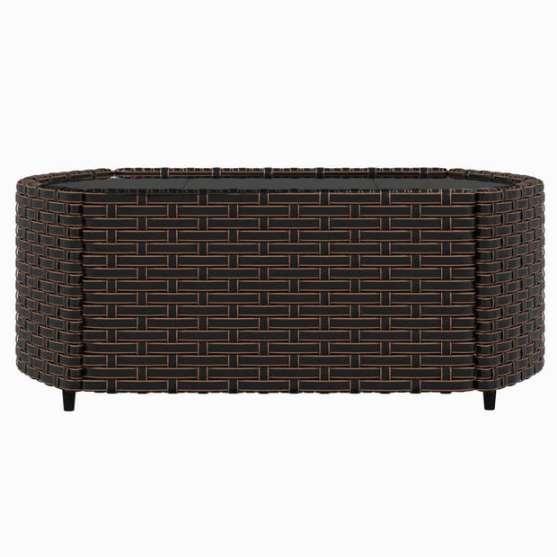 vidaXL 4-delige Loungeset met kussens poly rattan bruin