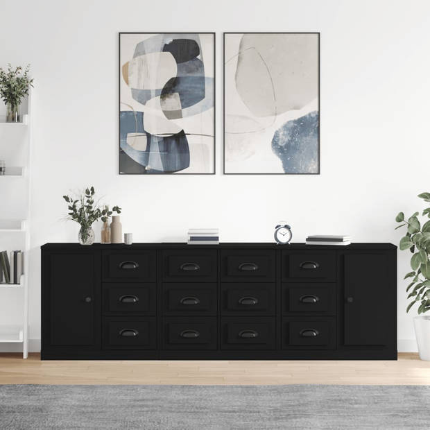 The Living Store Dressoir - Klassiek - Zwart - 70 x 35.5 x 67.5 cm (L x B x H)