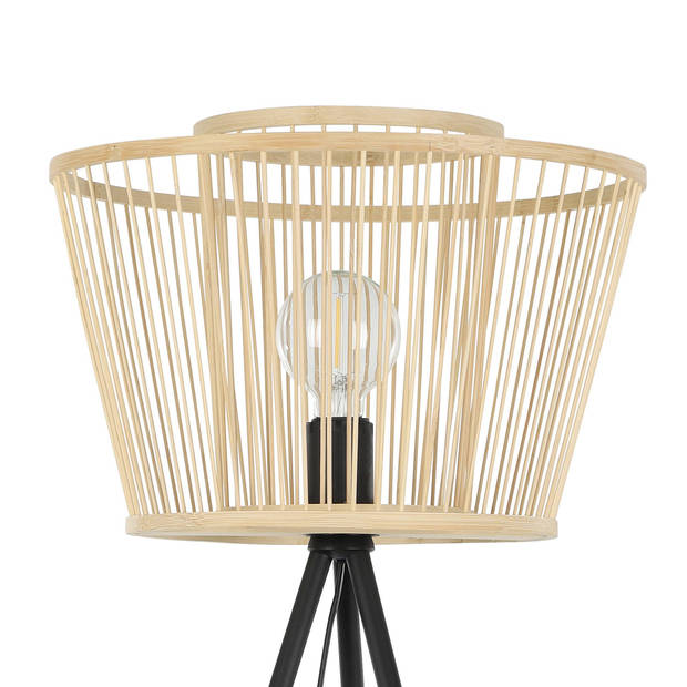 EGLO Hykeham Vloerlamp - Staande lamp - E27 - 129,5 cm - Driepoot - Staal/Bamboe - Zwart/Bruin