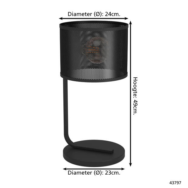 EGLO Manby Tafellamp - E27 - 49 cm - Zwart - Staal
