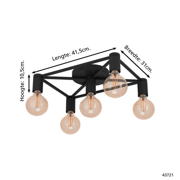 EGLO Speke Plafondlamp - E27 - 41,5 cm - Zwart