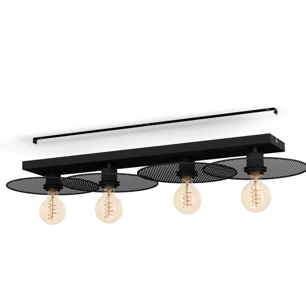 EGLO Ikeston Plafondlamp - E27 - 95 cm - Zwart - Staal