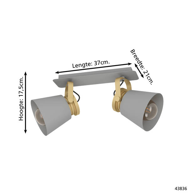 EGLO Twicken Spot - E27 - 37 cm - Grijs/Goud -Staal