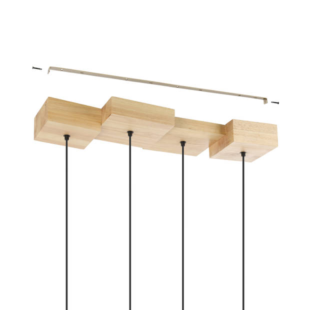 EGLO Halkin Hanglamp - E27 - 72 cm - Bruin/Zwart - Hout