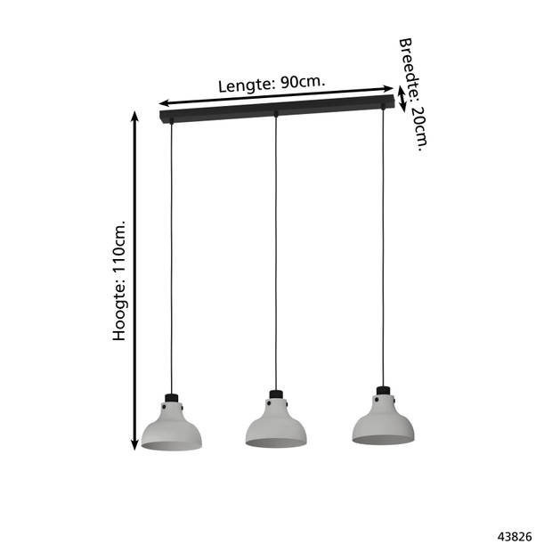 EGLO Matlock Hanglamp - E27 - 90 cm - Grijs/Zwart - Staal