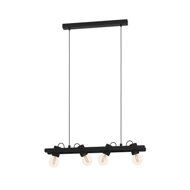 EGLO Plimsoll Hanglamp - E27 - 77 cm - Zwart - Staal/Hout