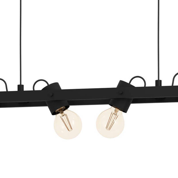 EGLO Plimsoll Hanglamp - E27 - 77 cm - Zwart - Staal/Hout