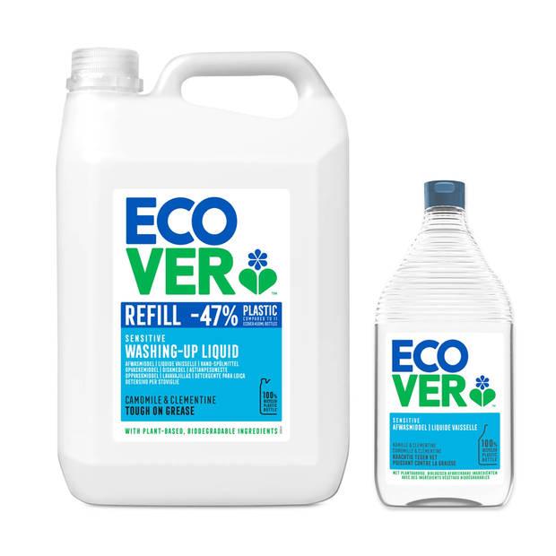 Ecover - Afwasmiddel - Kamille & Clementine - Krachtig tegen vet - 5L + 950 ML Gratis - Voordeelverpakking