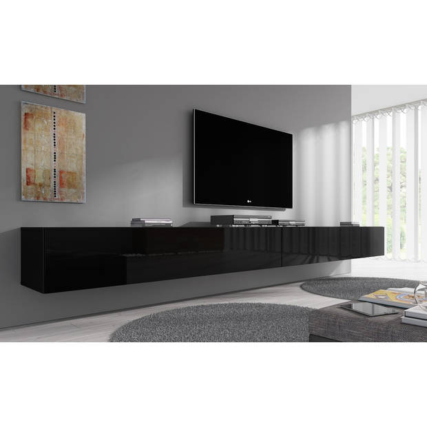 Meubella TV-Meubel Flame - Zwart - 320 cm