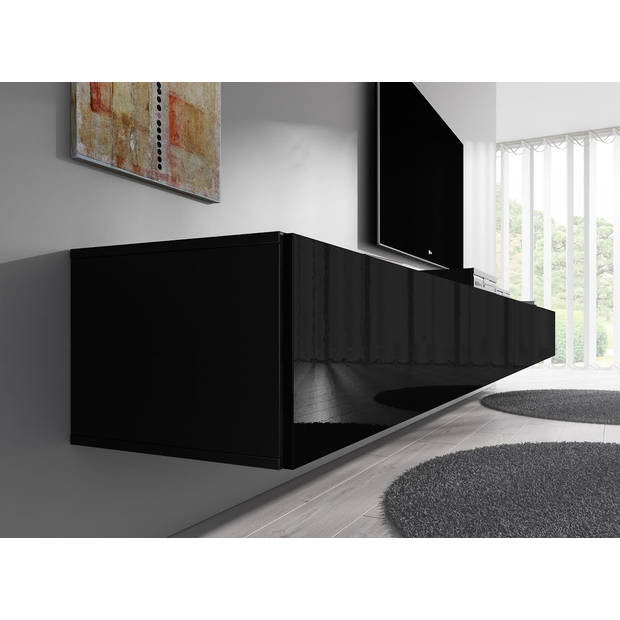 Meubella TV-Meubel Flame - Zwart - 320 cm