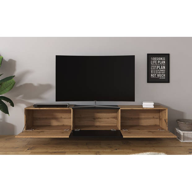 Meubella TV-Meubel Bonzo - Eiken - Zwart - 180 cm