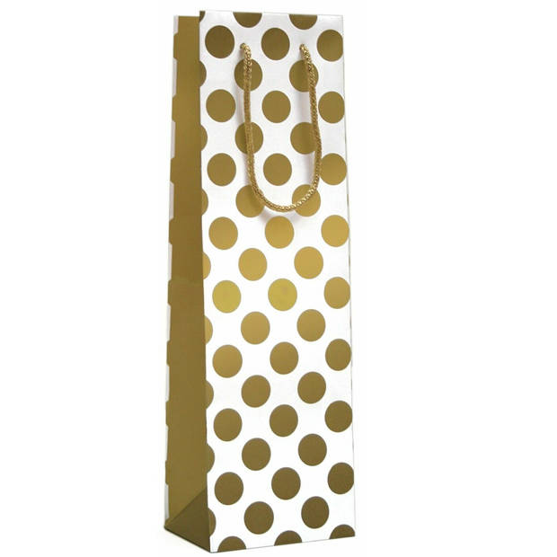 Big Dots Gold - Wijntas Wijnfles zak met koord - 39 x 12 x 9 cm - 12 Stuks