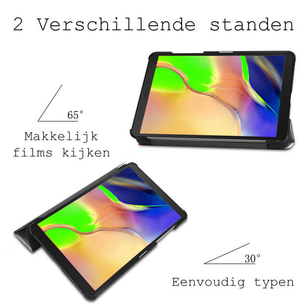 Basey Samsung Galaxy Tab A 8.0 (2019) Hoesje Kunstleer Hoes Case Cover -Wit