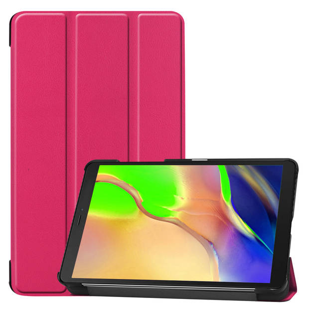 Basey Samsung Galaxy Tab A 8.0 (2019) Hoesje Kunstleer Hoes Case Cover -Donkerroze