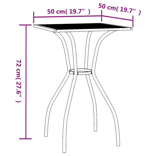 vidaXL Tuintafel 50x50x72 cm staalgaas antracietkleurig