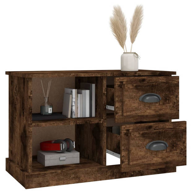 The Living Store TV-Kast - Trendy - Tv-meubel - 73 x 35.5 x 47.5 cm - Gerookt eiken+hout