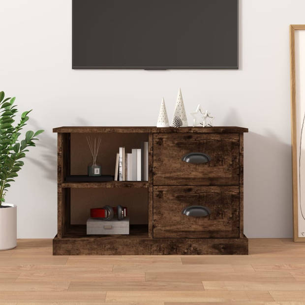 The Living Store TV-Kast - Trendy - Tv-meubel - 73 x 35.5 x 47.5 cm - Gerookt eiken+hout