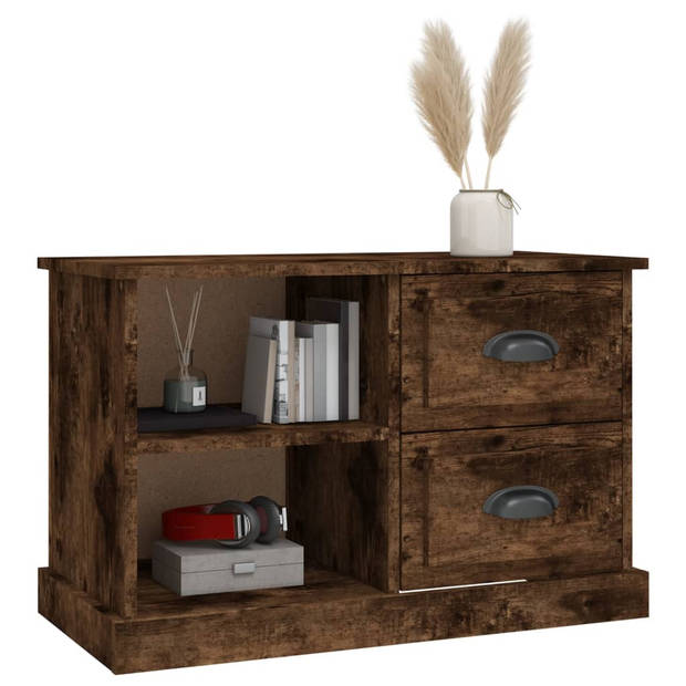 The Living Store TV-Kast - Trendy - Tv-meubel - 73 x 35.5 x 47.5 cm - Gerookt eiken+hout