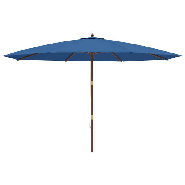 vidaXL Parasol met houten paal 400x273 cm azuurblauw