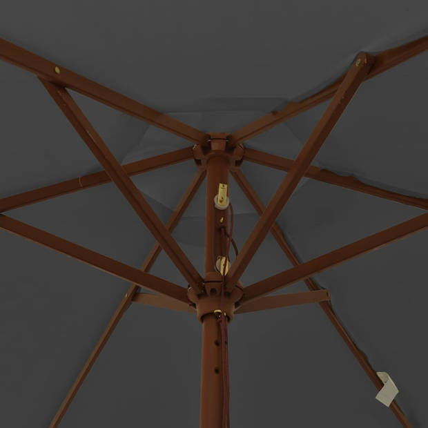 vidaXL Parasol met houten paal 196x231 cm antracietkleurig